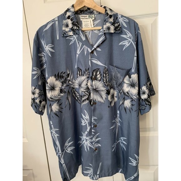 Makani Designed In Hawaii Men’s Sz L Button Front Shirt‎ Blue - Picture 3 of 7
